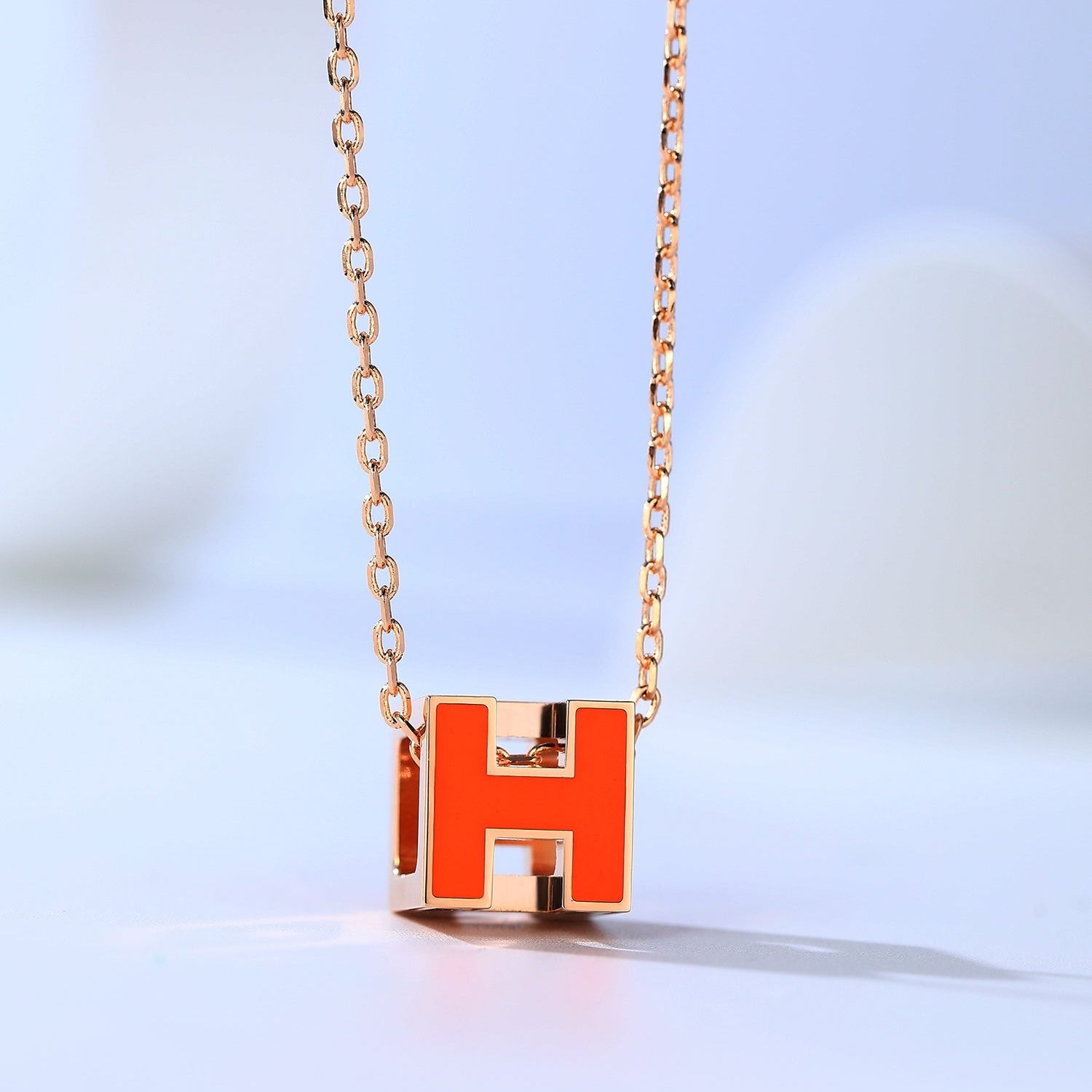 H CAGE PINK GOLD NECKLACE